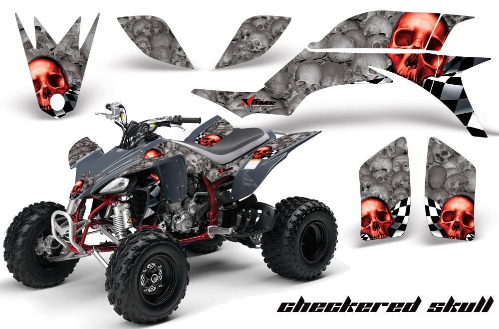 Yamaha YFZ450 04-08 Graphics CheckeredSkull Red